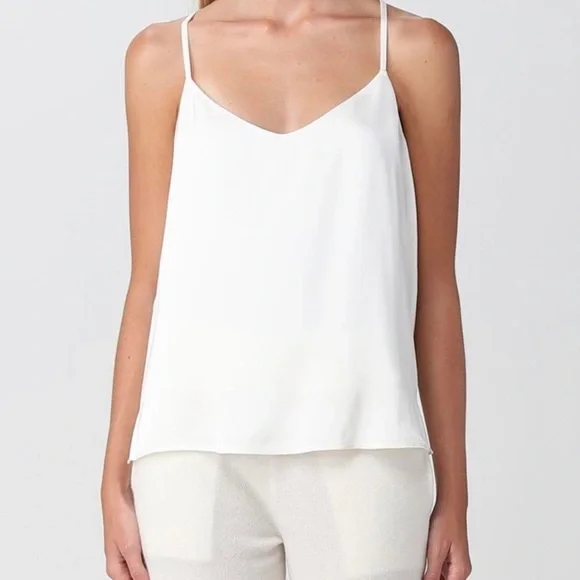 LOFT Women's White Chiffon Camisole White V-neck Size L - Picture 1 of 7